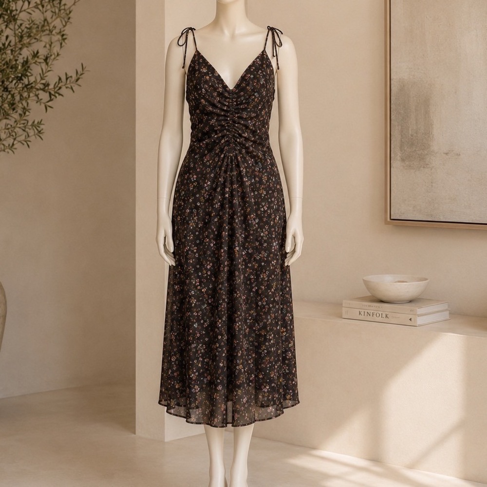 Sandro Paris Floral Midi Dress Size 36 Parisian Euro Summer Luxuary Wedding Chic